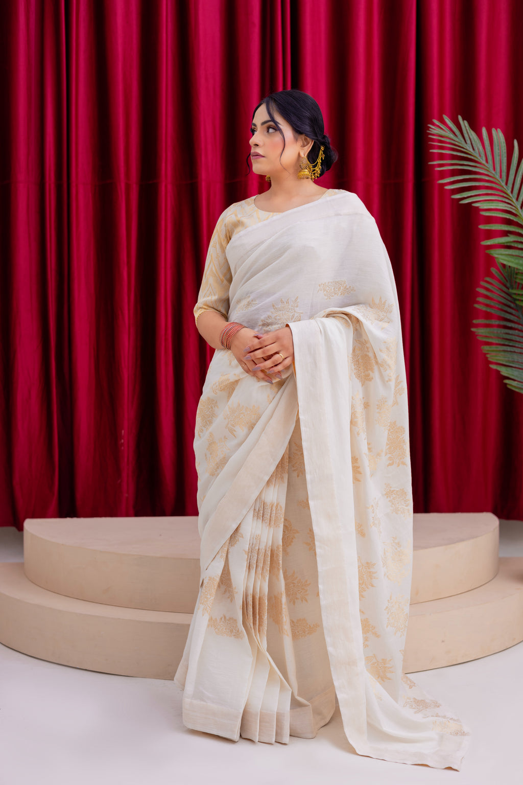 Ivory Lawn Saree