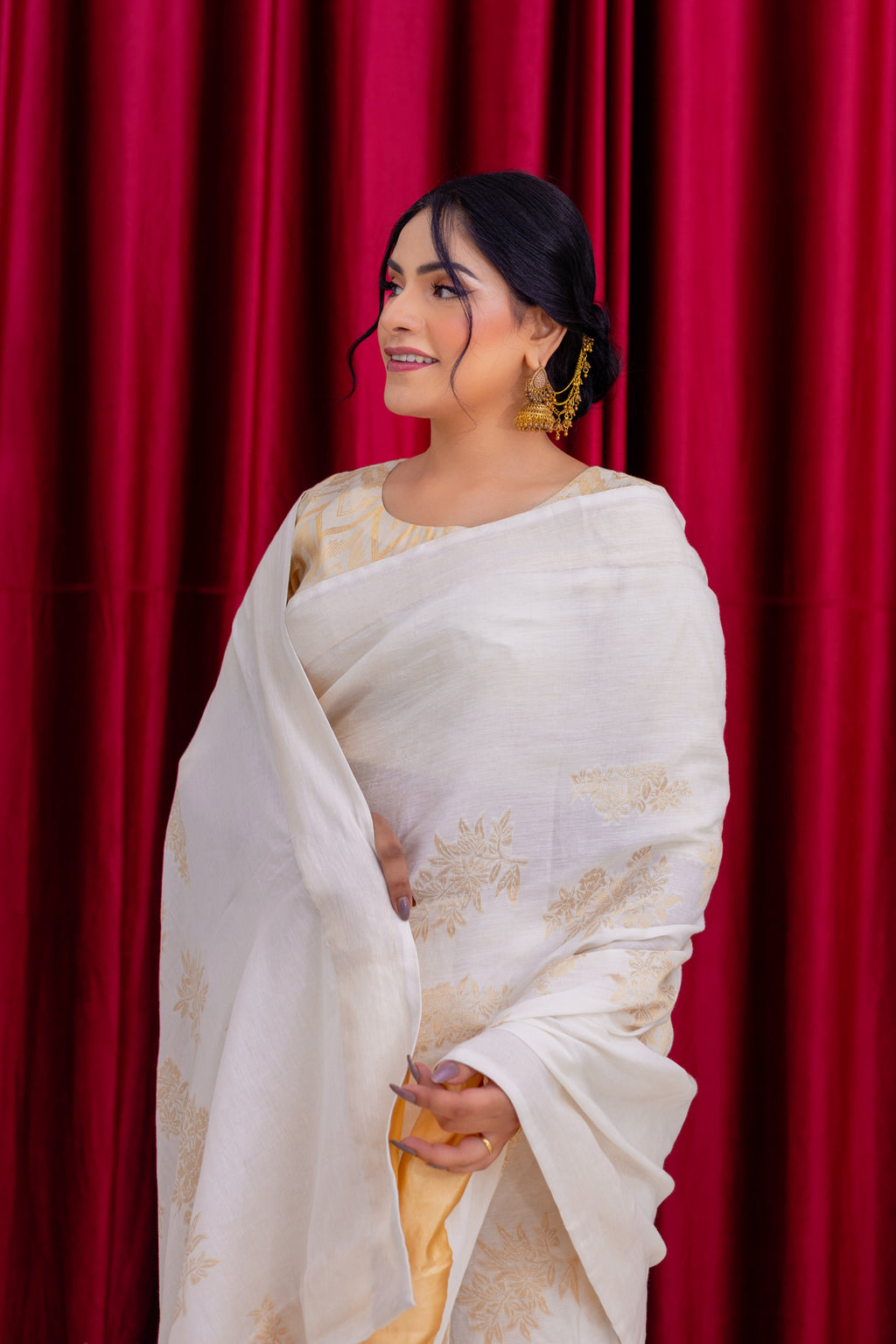 Ivory Lawn Saree