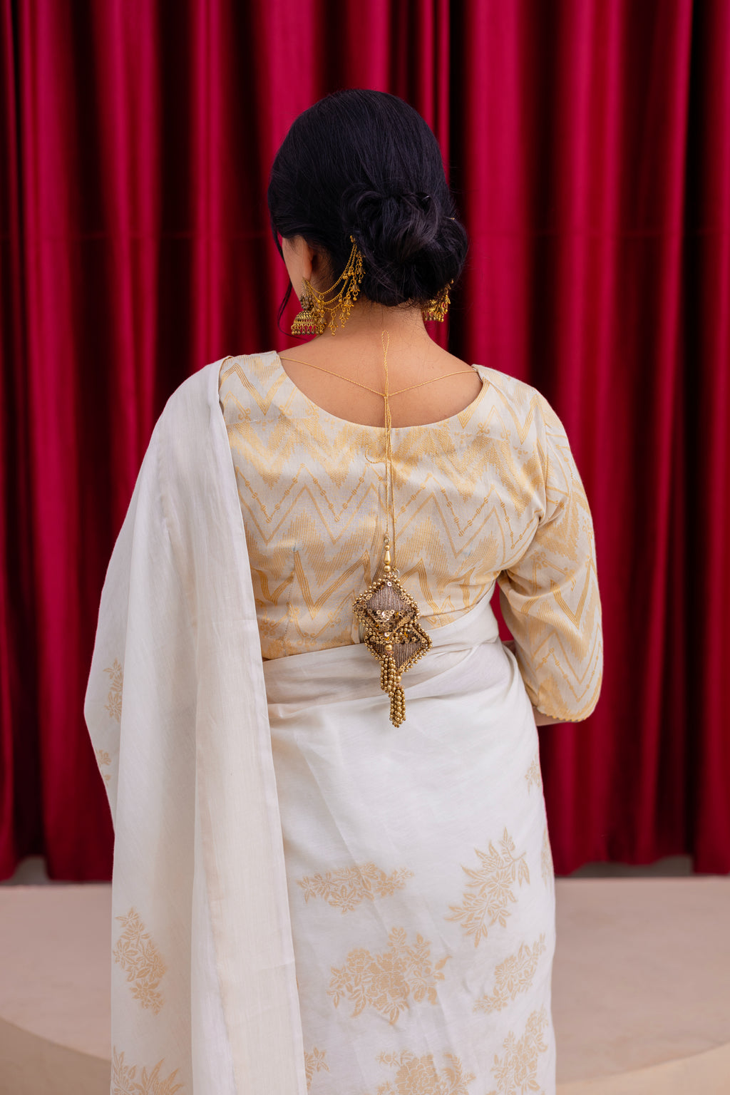 Ivory Lawn Saree