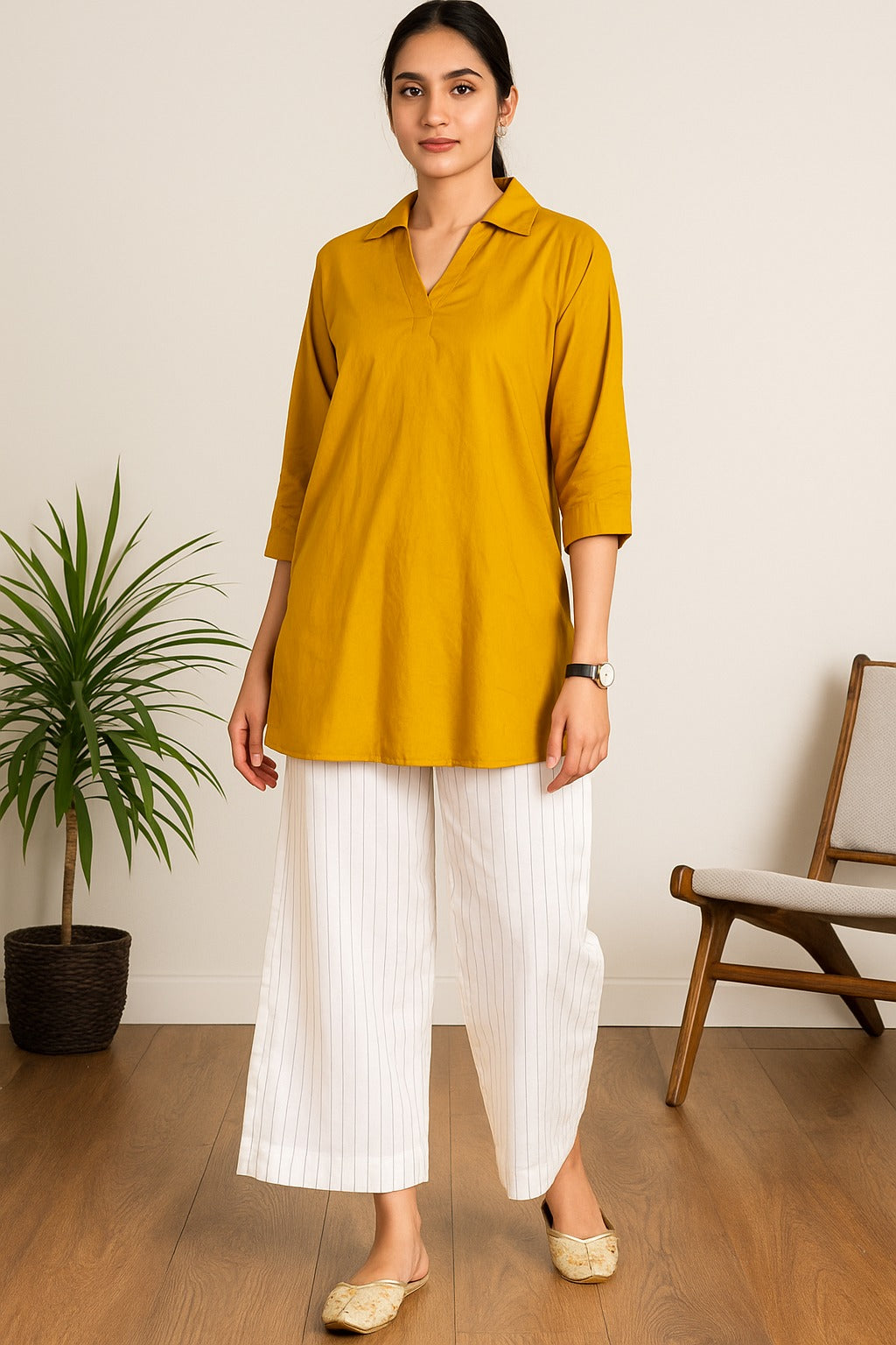 Soft cotton top with box trousers